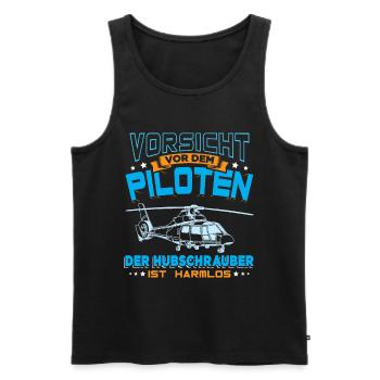 Vorsicht vor dem Piloten Hubschrauber - Männer Premium Bio Tank Top - Schwarz - Vorne - Michal (187cm)