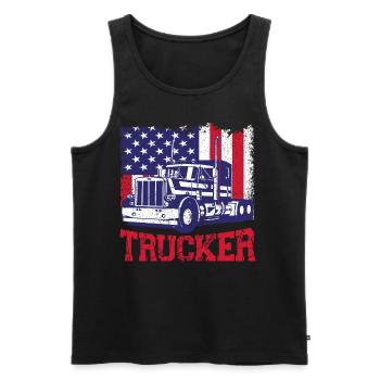 Trucker Truck Driver Vintage Usa - Männer Premium Bio Tank Top - Schwarz - Vorne - Michal (187cm)