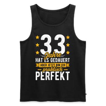 33 Geburtstag Mann 33er 33ter Ich bin 33 Jahre alt - Männer Premium Bio Tank Top - Schwarz - Vorne - Michal (187cm)