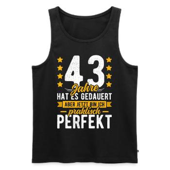 43 Geburtstag Mann 43er 43ter Ich bin 43 Jahre alt - Männer Premium Bio Tank Top - Schwarz - Vorne - Michal (187cm)