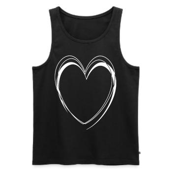 Simple White Heart - Men's Premium Organic Tank Top - black - Front - AI Model Male 178 light (178cm)