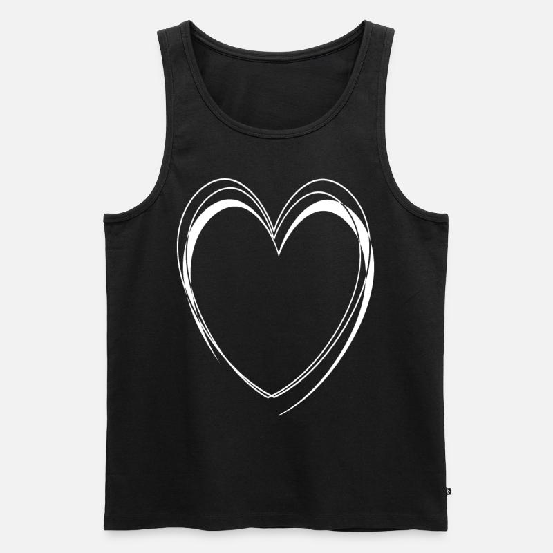 Einfaches Weisses Herz - Männer Premium Bio Tank Top - Schwarz