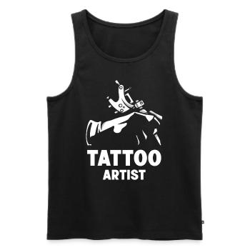 Tatoueur Tattoo Tattoo Studio - Débardeur bio Premium Homme - noir - Devant - Michal (187cm)