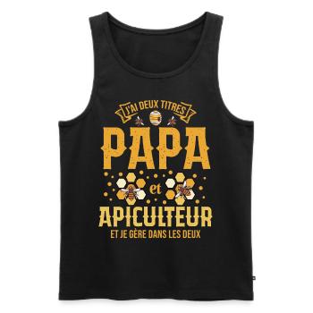 Papa Apiculteur Homme Abeilles Abeille Apiculture - Débardeur bio Premium Homme - noir - Devant - Michal (187cm)