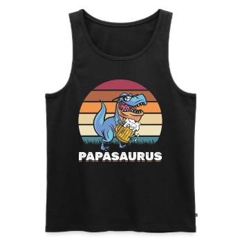 Papasaurus Papa Dinosaure Papa Dino Fête des pères - Débardeur bio Premium Homme - noir - Devant - Michal (187cm)