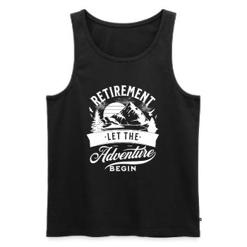 Retraite : l’aventure commence à la retraite - Débardeur bio Premium Homme - noir - Devant - Michal (187cm)