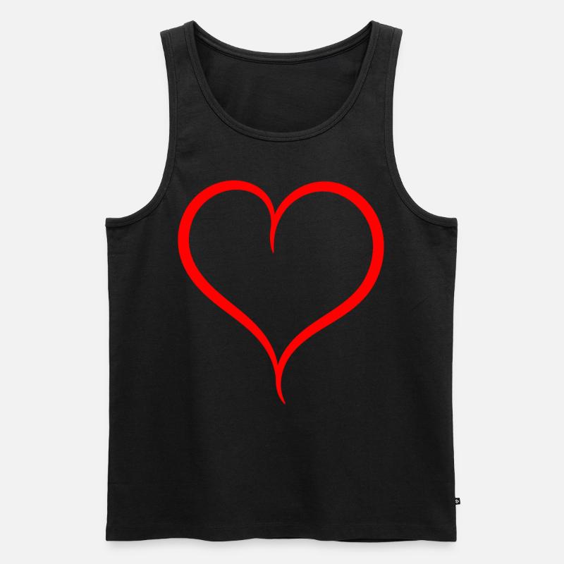 Einfaches Rotes Herz - Männer Premium Bio Tank Top - Schwarz
