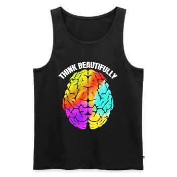 Colorful Brain Think Beautifully LGBTQ Pride Month - Men's Premium Organic Tank Top - black - Front - AI Model Male 178 light (178cm)