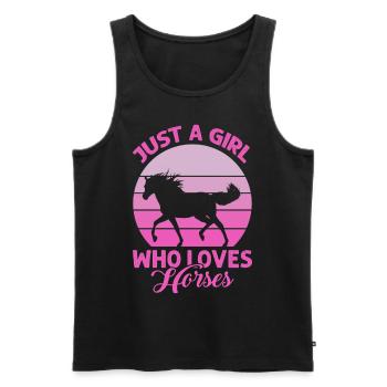 Just A Girl Who Loves Horses - Horseback Equestria - Männer Premium Bio Tank Top - Schwarz - Vorne - Michal (187cm)