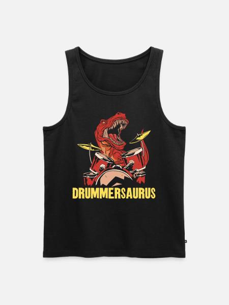 Drummer Drum Set Dinosaur T-Rex - Men's Premium Organic Tank Top - black