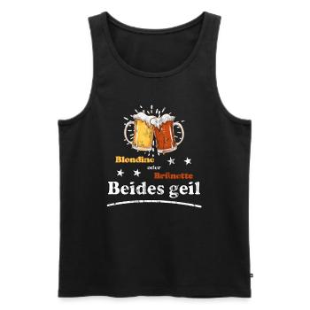 Blondine oder Brünette beides geil Design - Männer Premium Bio Tank Top - Schwarz - Vorne - Michal (187cm)