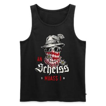 Grantler T-Shirt Trachtenshirt Herren - Männer Premium Bio Tank Top - Schwarz - Vorne - Michal (187cm)