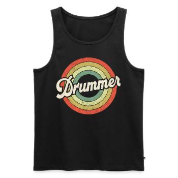 Drummer Retro Vintage Drummer - Men's Premium Organic Tank Top - black - Front - AI Model Male 178 light (178cm)