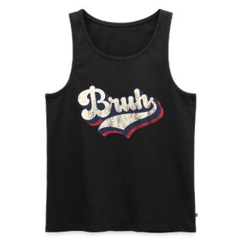 Vintage Retro Bruh Slang Meme Sarkastisch - Männer Premium Bio Tank Top - Schwarz - Vorne - AI Model Male 178 light (178cm)
