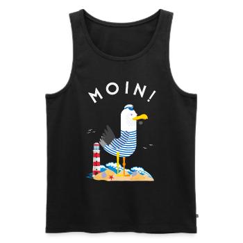 Moin Möwe Captain Northern Germany Low German - Men's Premium Organic Tank Top - black - Front - Michal (187cm)