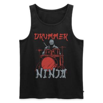 Drummer Drum Set Ninja Vintage - Männer Premium Bio Tank Top - Schwarz - Vorne - Michal (187cm)