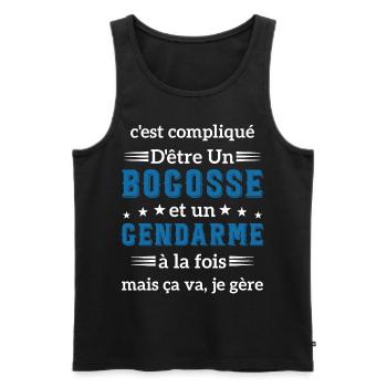 C'est compliqué d'être un bogosse et un gendarme - Débardeur bio Premium Homme - noir - Devant - Michal (187cm)