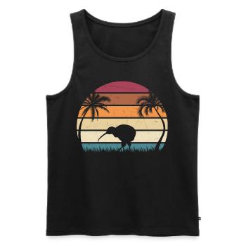 Retro Kiwi Bird Sunset Kiwi Vögel Neuseeland Kiwi - Männer Premium Bio Tank Top - Schwarz - Vorne - Michal (187cm)