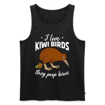 Ich liebe Kiwivögel Sie kacken Kiwis I Neuseeland - Männer Premium Bio Tank Top - Schwarz - Vorne - AI Model Male 178 light (178cm)