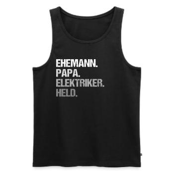 Herren Ehemann Papa Elektriker Held - Männer Premium Bio Tank Top - Schwarz - Vorne - Michal (187cm)