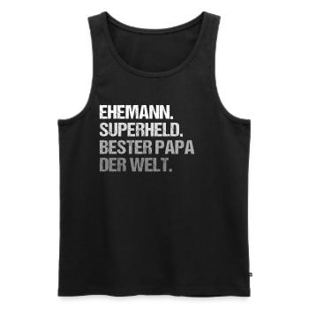 Ehemann Superheld bester Papa der Welt - Männer Premium Bio Tank Top - Schwarz - Vorne - Michal (187cm)