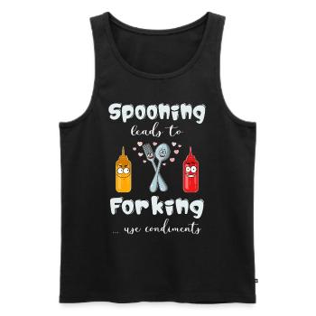 Restaurant Koch Besteck Wortwitz Cuisine Jeu de mots - Débardeur bio Premium Homme - noir - Devant - Michal (187cm)