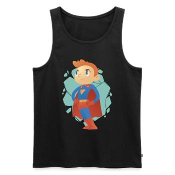 Cartoon Superhero Boy - Sauver le monde pour les enfants - Débardeur bio Premium Homme - noir - Devant - AI Model Male 178 light (178cm)
