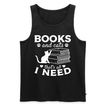 Books and cats That's all I need I - Men's Premium Organic Tank Top - black - Front - Michal (187cm)