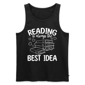 Lesen ist immer die beste Idee I Bücherlesen - Männer Premium Bio Tank Top - Schwarz - Vorne - AI Model Male 178 light (178cm)