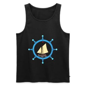 Maritim Grim Reaper Sailor Sailing Ship Steering Wheel - Men's Premium Organic Tank Top - black - Front - AI Model Male 178 light (178cm)