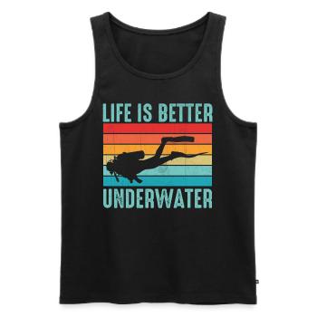 Life Is Better Underwater - Ocean Sea Free Diving - Men's Premium Organic Tank Top - black - Front - Michal (187cm)