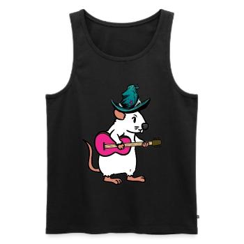 Rongeur Rat Souris Musicien Guitare Musique Enfants Enfant - Débardeur bio Premium Homme - noir - Devant - Michal (187cm)