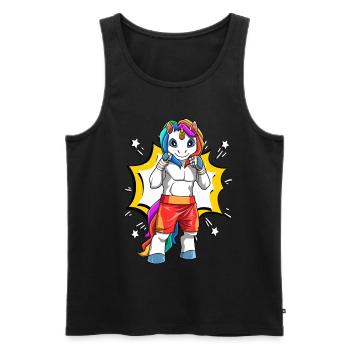 Lustiges Einhorn Karate Kampfsport Unicorn MMA - Männer Premium Bio Tank Top - Schwarz - Vorne - Michal (187cm)