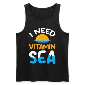 J’ai besoin de vitamine mer - Ocean Sea Animal Turtle - Débardeur bio Premium Homme - noir - Devant - Michal (187cm)