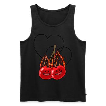 cerises ardentes cerise cœurs de fruits chauds - Débardeur bio Premium Homme - noir - Devant - AI Model Male 178 light (178cm)