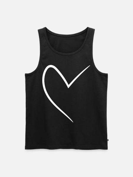 White Half Heart - Men's Premium Organic Tank Top - black