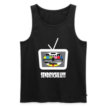 Testbild Sendschluss 80er 90er Jahre Motto Party - Männer Premium Bio Tank Top - Schwarz - Vorne - AI Model Male 178 light (178cm)