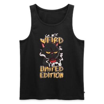 Cartoon Cat with Coffee Mug - Limited Edition - Men's Premium Organic Tank Top - black - Front - AI Model Male 178 light (178cm)
