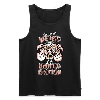 Cartoon Pig with Middle Finger - Limited Edition - Men's Premium Organic Tank Top - black - Front - AI Model Male 178 light (178cm)