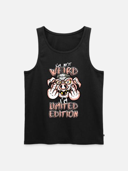 Cartoon Pig with Middle Finger - Limited Edition - Men's Premium Organic Tank Top - black