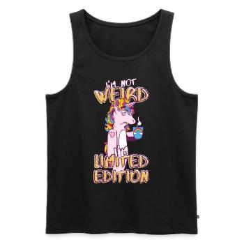 Cartoon Unicorn with Coffee Cup - Limited Edition - Men's Premium Organic Tank Top - black - Front - AI Model Male 178 light (178cm)