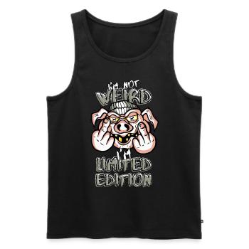 Cartoon Pig with Middle Finger - Limited Edition - Men's Premium Organic Tank Top - black - Front - Michal (187cm)