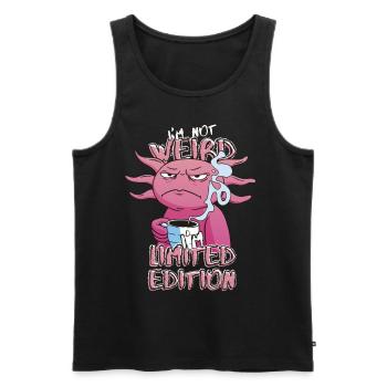 Annoyed Cartoon Axolotl - Édition Limitée Dicton - Débardeur bio Premium Homme - noir - Devant - Michal (187cm)