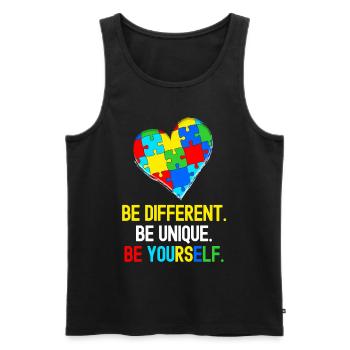 Autistic Tshirt Autimus Gift Asperger Children - Men's Premium Organic Tank Top - black - Front - AI Model Male 178 light (178cm)