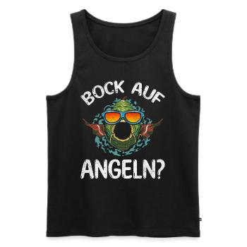 Fisch Angler Fischer Forellen Angeln - Bock auf - Männer Premium Bio Tank Top - Schwarz - Vorne - AI Model Male 178 light (178cm)