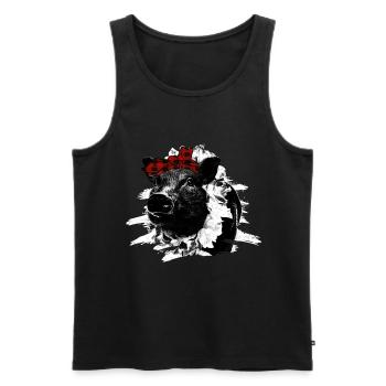 Schwein Tshirt Geschenk Kinder Frauen - Männer Premium Bio Tank Top - Schwarz - Vorne - AI Model Male 178 light (178cm)