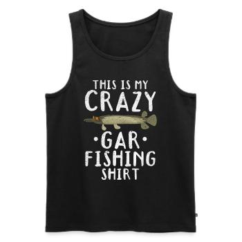 This Is My Crazy Gar Angelhemd Hornhecht Angeln - Männer Premium Bio Tank Top - Schwarz - Vorne - Michal (187cm)