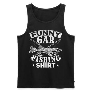 Funny Gar Fishing Shirt Hornhecht Hornhecht Angeln - Männer Premium Bio Tank Top - Schwarz - Vorne - Michal (187cm)