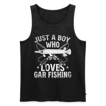 Garfishing Hornhecht Angeln Nur ein Junge, der Gar - Männer Premium Bio Tank Top - Schwarz - Vorne - Michal (187cm)