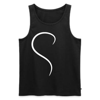 White Half Heart - Men's Premium Organic Tank Top - black - Front - AI Model Male 178 light (178cm)